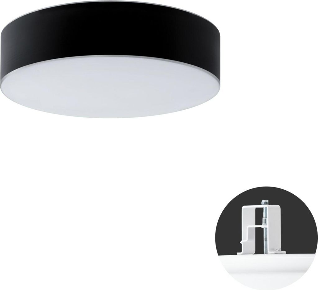OSMONT ERI67649 ERIS CV3 Decken-/Wandleuchte aus Glas, halb eingelassen, weiß/weiß-schwarz, Schutzart IP44, 4000 K, 34 W LED