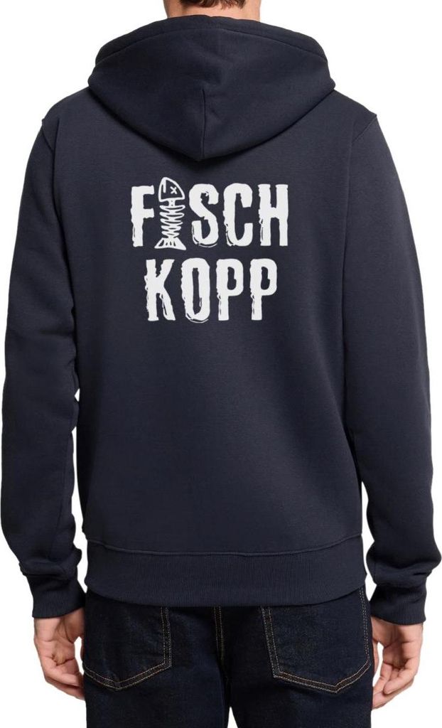 Spreadshirt Fischkopp Fisch Mundart Urlaub Küste Kapuzenjacke Herren, M, Navy