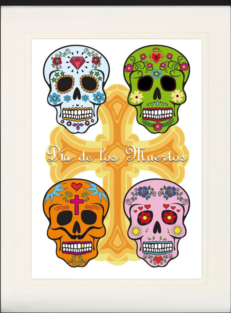 Totenköpfe Gerahmtes Bild Mit Edlem Passepartout | Wand-Bilder | Im Bilderrahmen - Mexikanische Totenschädel, Calaveras (80 x 60 cm)