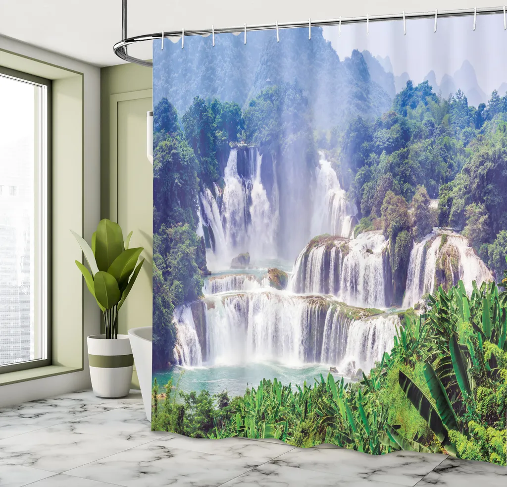 Rideau de douche imperméable avec image de piscine naturelle d'eau