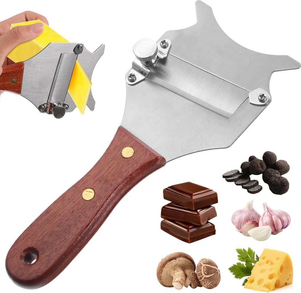 Multifunktionale Trüffelreibe mit Holzgriff - Trüffelschneider - rostfreier Stahl - Käseschneider - Schokoladenschneider - Knoblauchschneider
