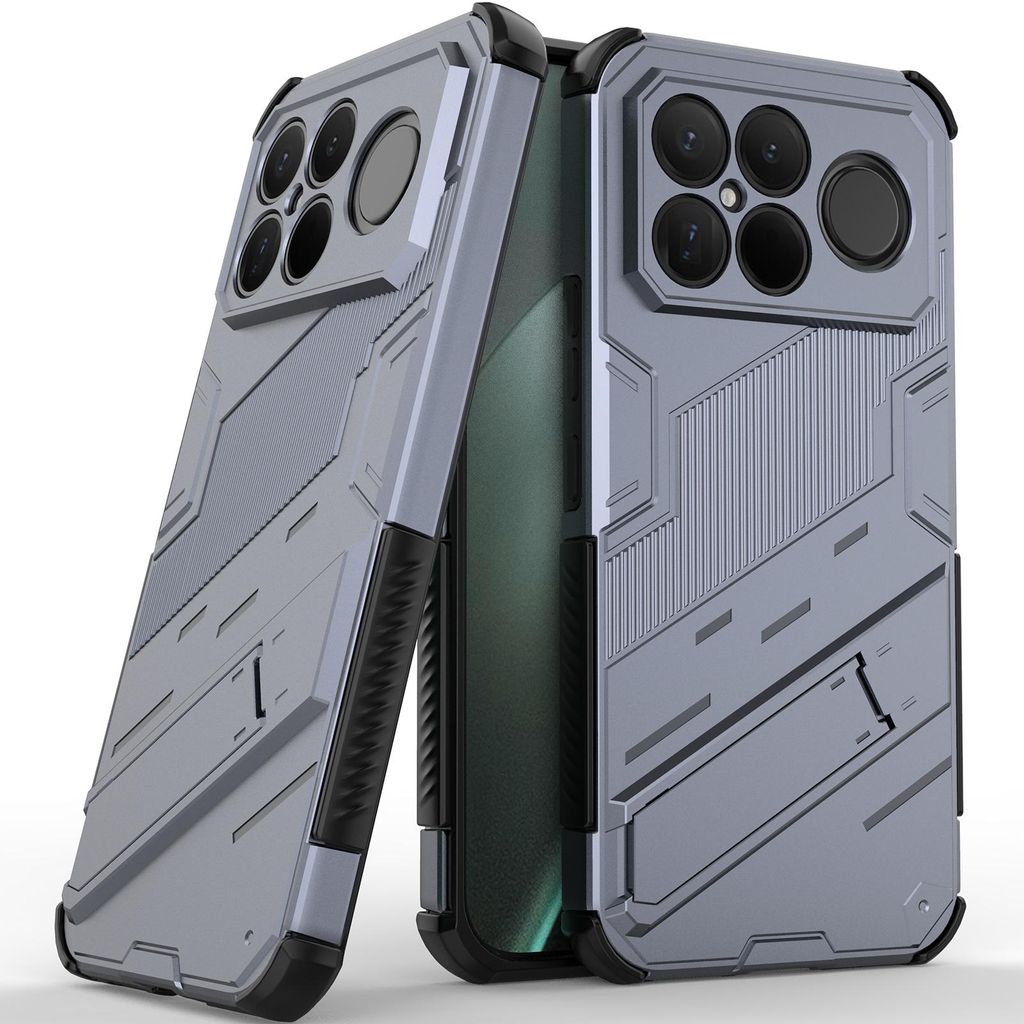 Armor Hülle für Xiaomi Poco F8 Ultra/Redmi K90 Pro Max Hybrid PC TPU Bumper Stoßfestes Schutzhülle mit Standfunktion Grau