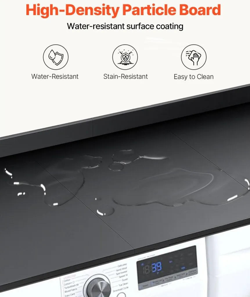 Tablette de recouvrement noire pour machine à laver et sèche-linge