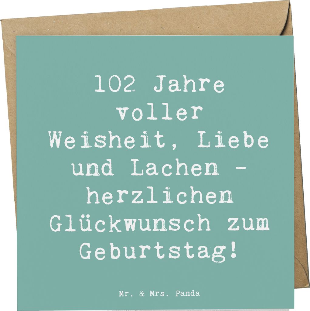 Mr. & Mrs. Panda Grußkarte Spruch 102. Geburtstag Glückwünsche - Meeresbrise - Geschenk, Lebenserinnerungen, doppelkarte, Klappkarte, Jubilar, h...