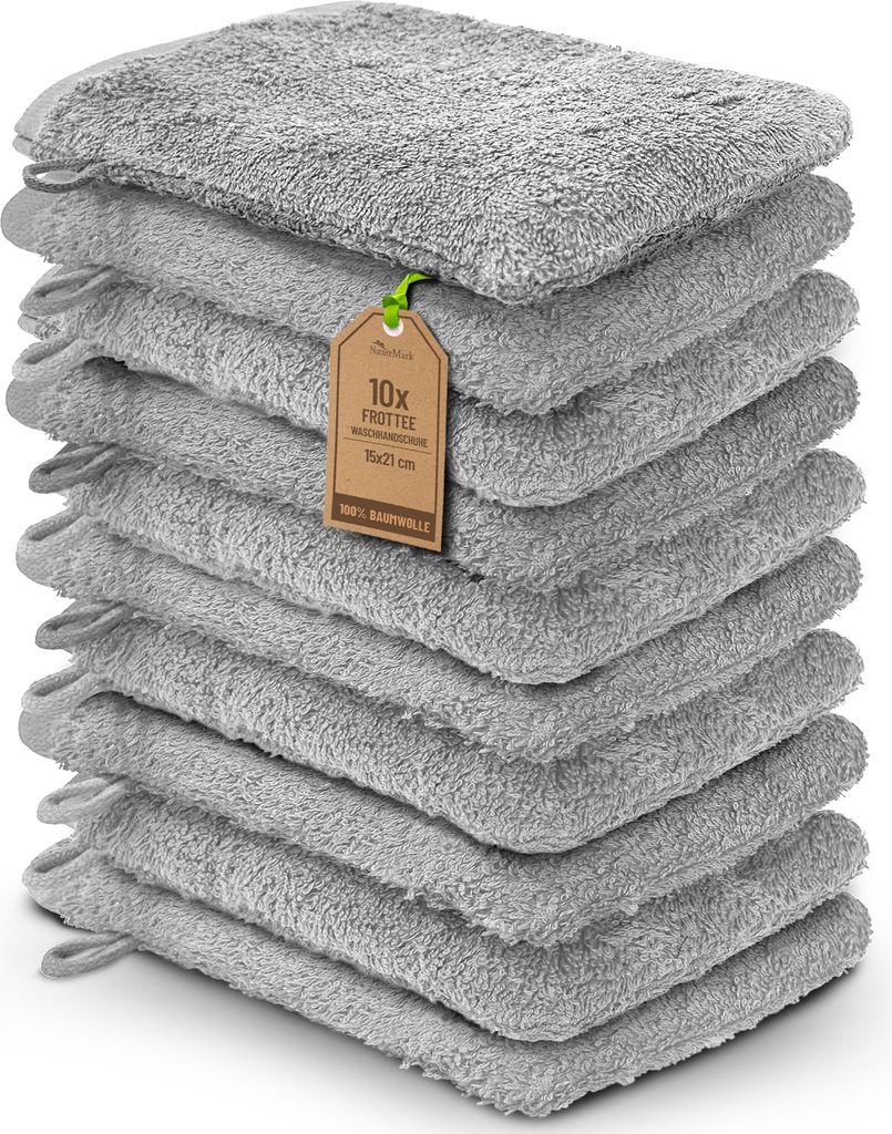 Frottier Waschhandschuhe 10er Pack 15x21cm, 100% Baumwolle, Produktbild 