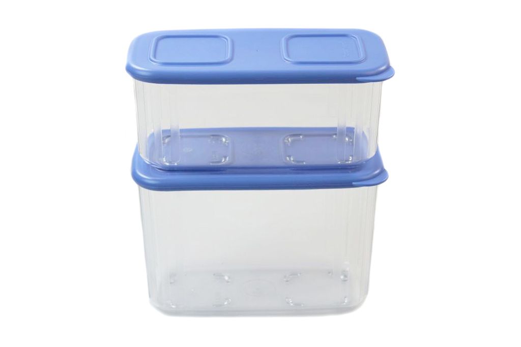 TUPPERWARE Kühlschrank Clear Mates 715 ml + 460 ml clear blau Frische-Turm Dose Behälter