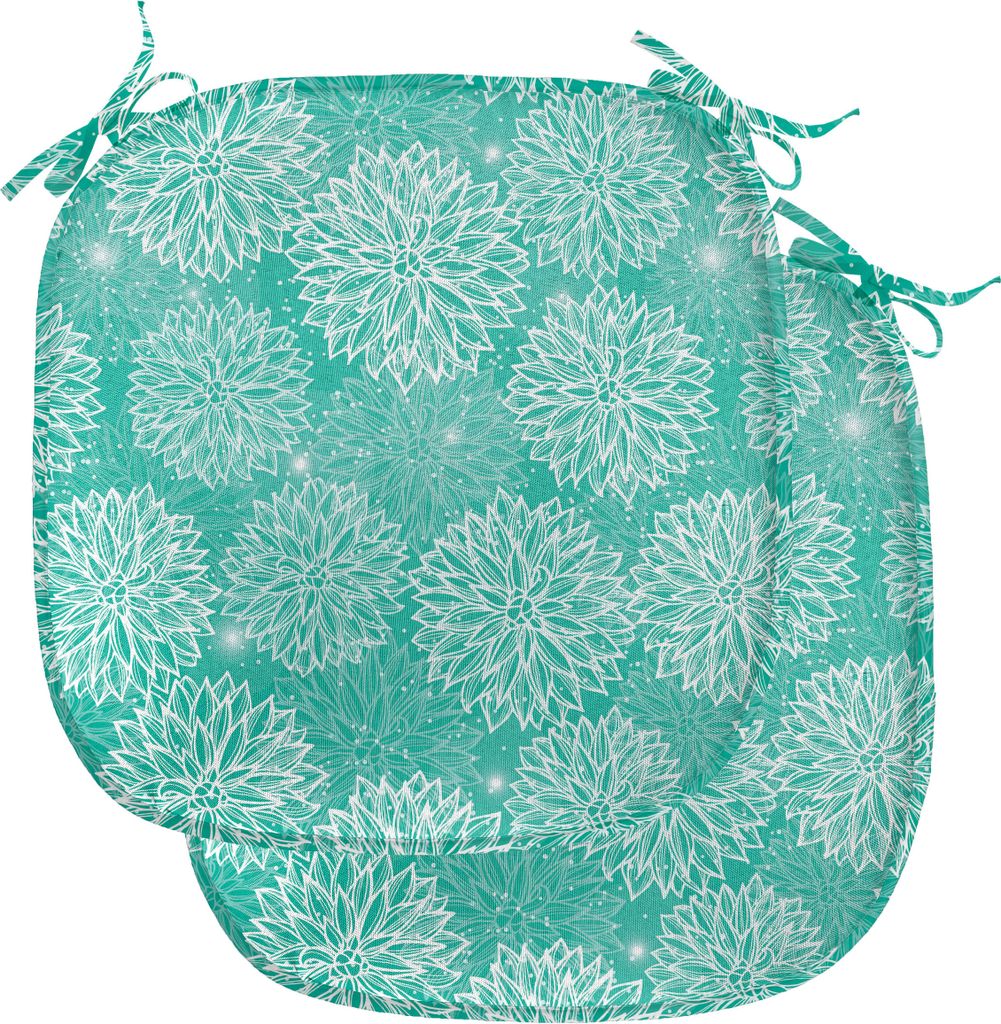 ABAKUHAUS Dahlie-Blume Polster für Esszimmerstühle, Zeichnung, Dekoratives wasserfestes Kissen mit Riemen für Küchensitze, 40 cm x 40 cm-2er Pa...