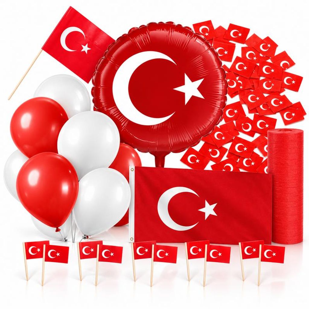 Türkei Party Deko Set 74 tlg. Partyset Partydeko rot weiß Produktbild 