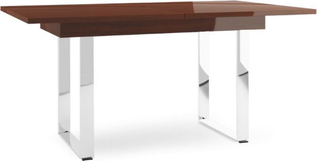 Casa Padrino Luxus Esstisch Hochglanz Braun / Silber 160-220 x 90 x H. 77 cm - Moderner Ausziehbarer Küchentisch