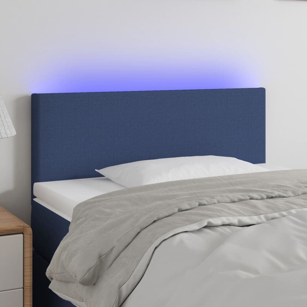vidaXL LED Kopfteil Blau 100x5x78/88 cm Stoff - LED Kopfteil - LED Kopfteile - Kopfteil - Bett-Kopfteil