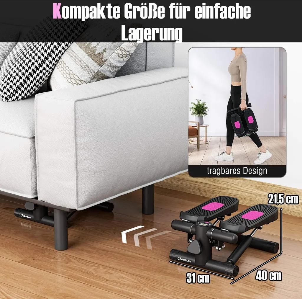 Mini Stepper Hydraulique Silencieux à Intensité Variable et Extenseurs Pro