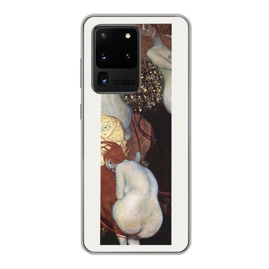 MuchoWow Handyhülle Schutzhülle Hülle für Samsung Galaxy S20 Ultra Goldfisch - Gustav Klimt Silikon Softcase Handy Hülle - Karteninhaber