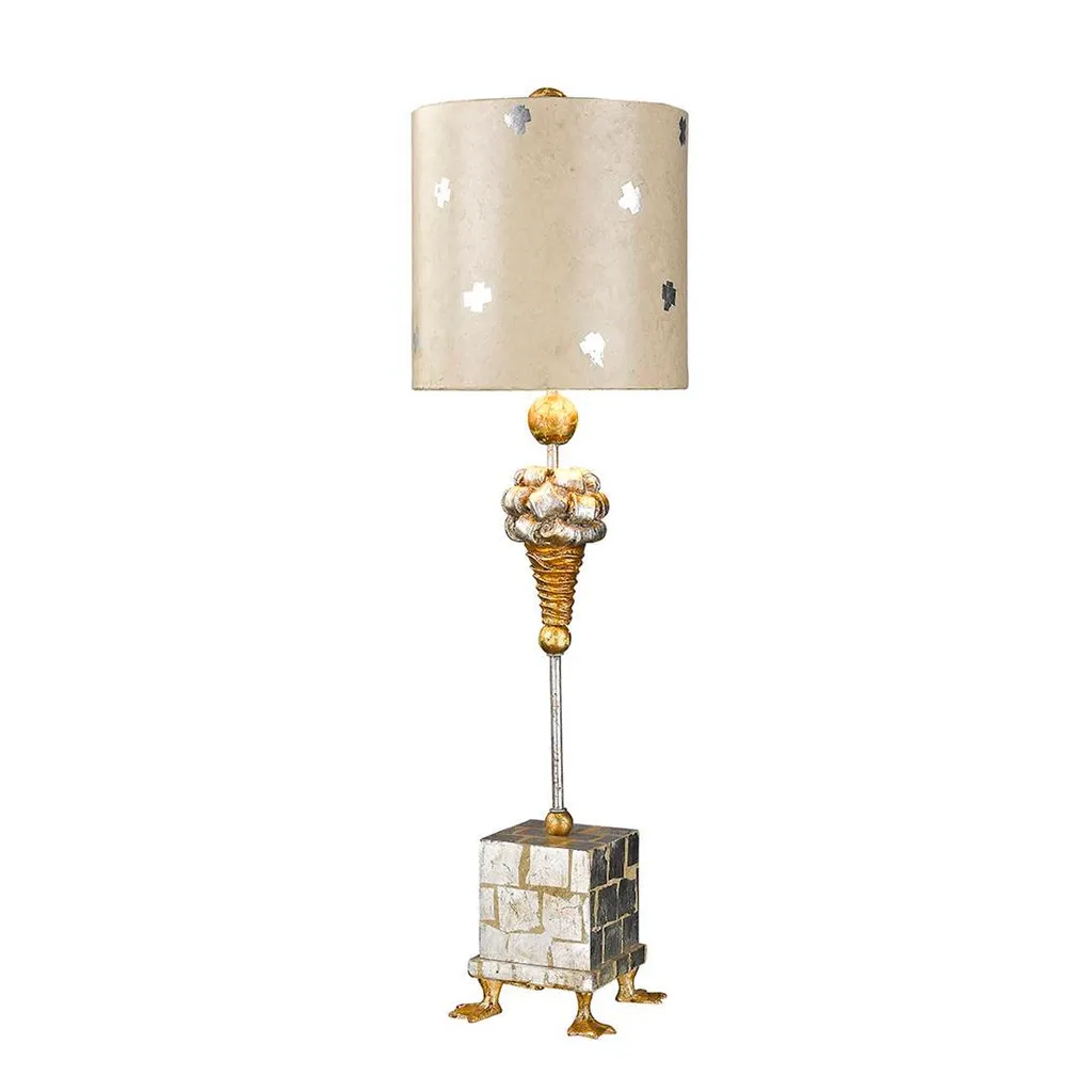 Pompadour X lampe de table crème et argent Flambeau FB-POMPADOURX-TL
