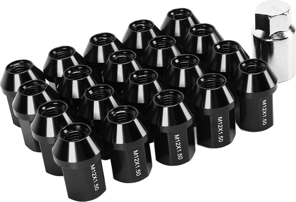 Écrous de Roue en Alliage 6061 Aluminium Noir M12x1.5 pour Camaro 35mm 20pcs