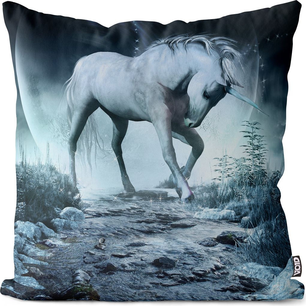 VOID Einhorn Fluss Fantasy Unicorn Kissenbezug Kissenhülle Polyester wasserfest Outdoor Indoor