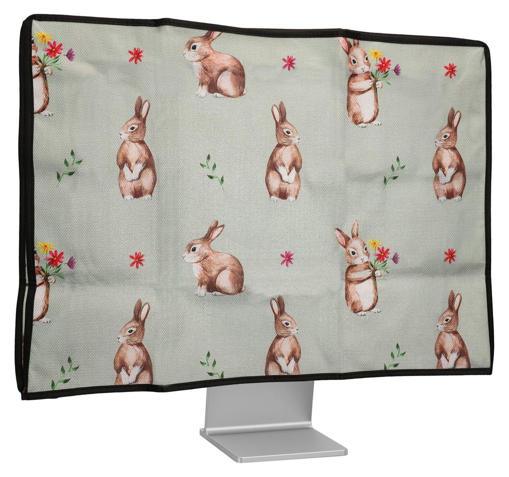 kwmobile Leinen Hülle kompatibel mit 27-28" Monitor - Schutzhülle Staubschutz Abdeckhaube für PC Bildschirm - Computer Screen Cover Staubhaube H...