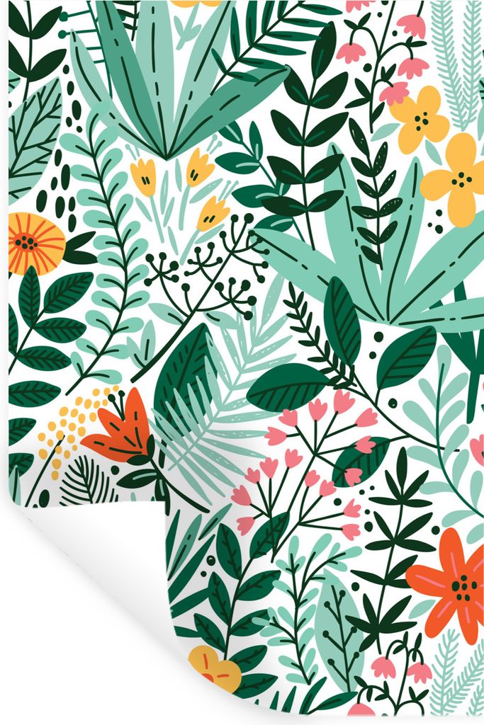 MuchoWow Wandtattoo Wandsticker Wandaufkleber Sommer - Natur - Muster 60x90 cm Selbstklebend und Repositionierbar - Sticker - Dekorfolie