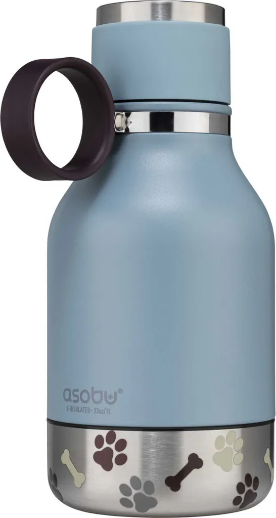 Asobu Borraccia Cane 0.975 L Blu - Bottiglia Termica Inox 2 in 1