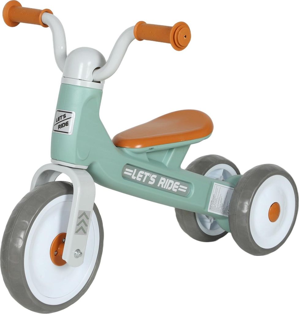 Laufrad für Kleinkinder, ohne Pedale, 3 geräuschlose Räder, Grün