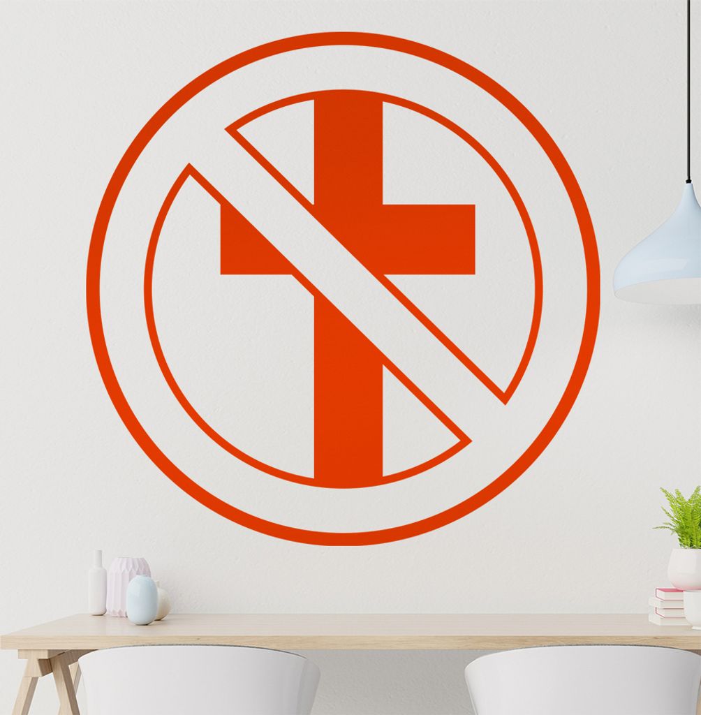 durchgestrichenes Kreuz Wandtattoo in 6 Größen - Wandaufkleber Wall Sticker - Dekoration, Küche, Wohnzimmer, Schlafzimmer, Badezimmer