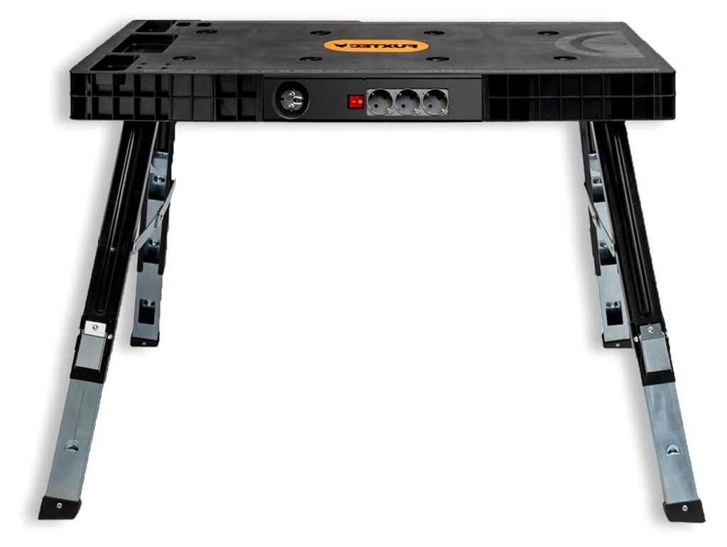 Klappbare 5in1 Universal-Werkbank – Werkbank/Arbeitstisch bis 150kg – höhenverstellbar bis 129x59x75cm – Transportroller mit Schubfächern ...