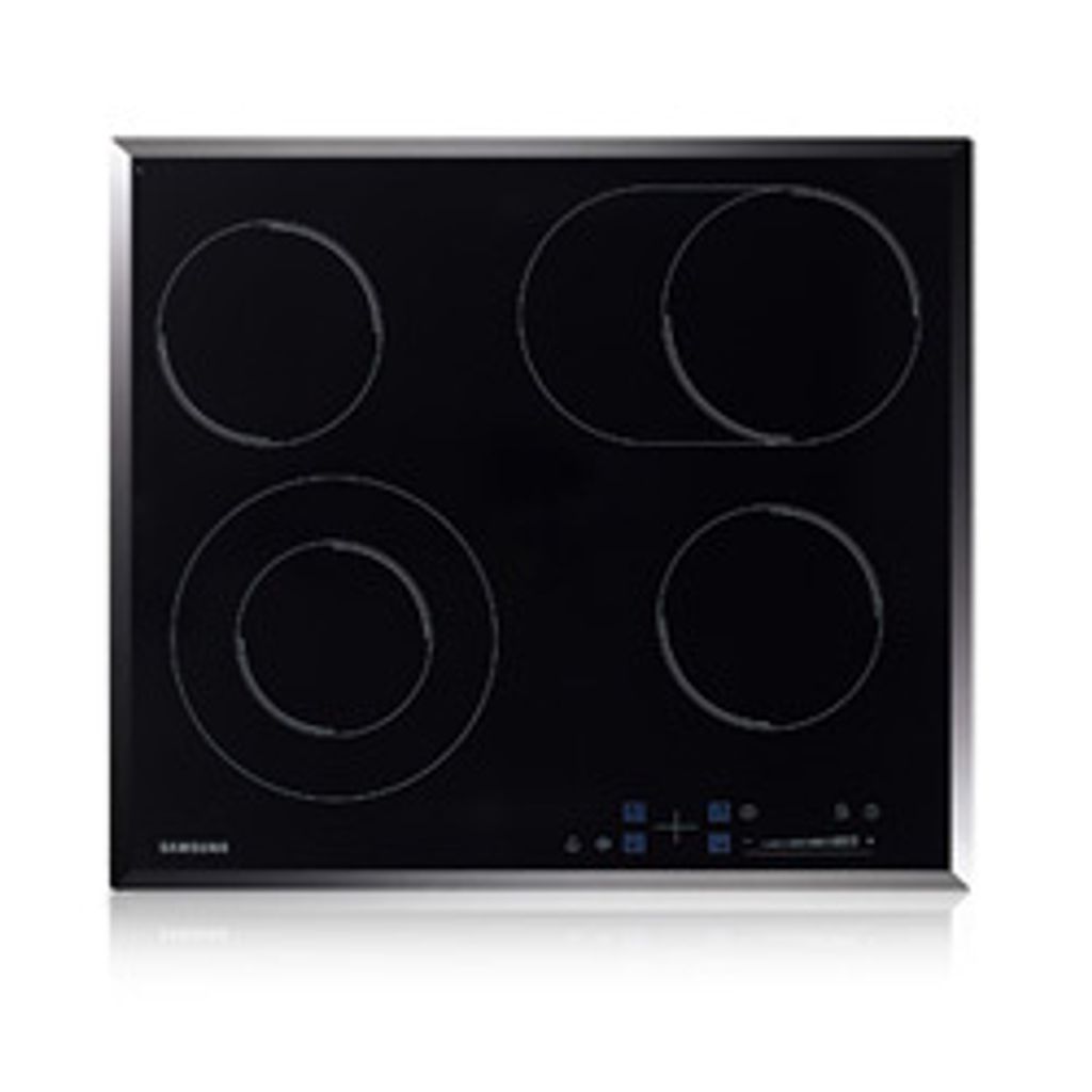 Samsung CTR 164 NC01 Elektro-Kochfeld, Glaskeramik, 57,5 cm Breite, Edelstahlrahmen, 4 Kochstellen, Sensor-Bedienelemente, Kindersicherung
