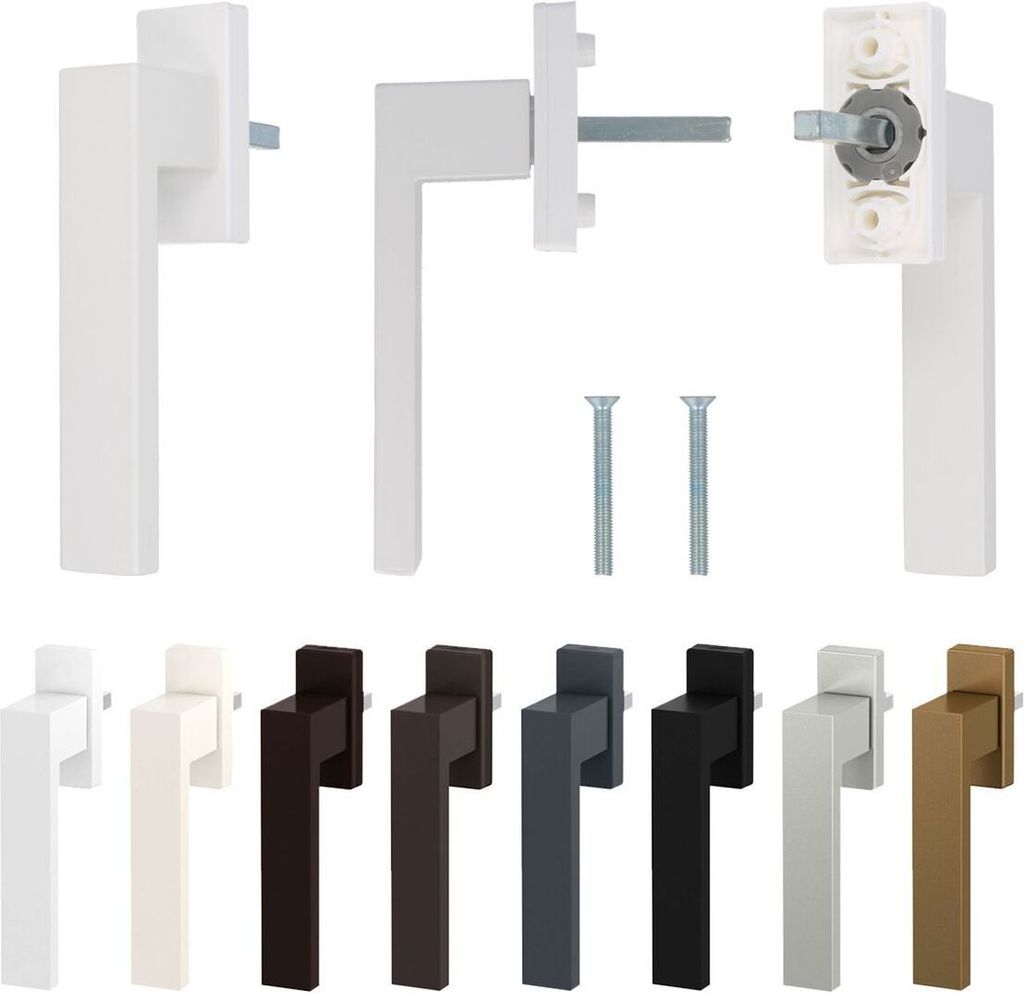 Design Aluminium Fenstergriff Dublin - pulverbeschichtet, Farbe:Grau RAL 7016 (matt), Stiftlänge:35mm