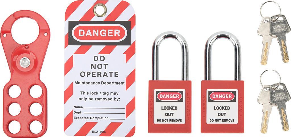 Lockout Tagout Kit mit Sicherheitsüberfalle, Vorhängeschloss, Loto-Tag-Schlüssel, manipulationssicher für Industrieanlagen, 1 Zoll/25 mm Bügel