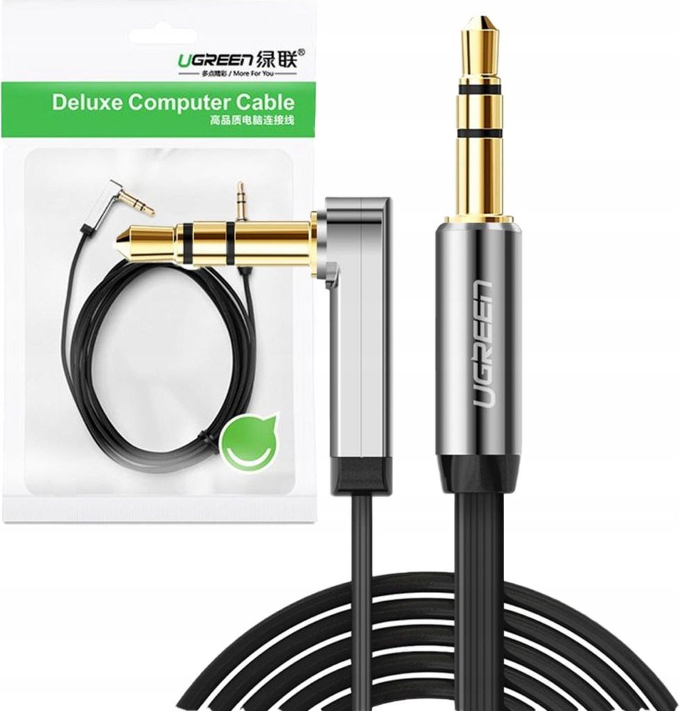 Mini Jack angulaire 3.5Mm Aux Ugreen Av119 Flat 2M Cable Image du produit 