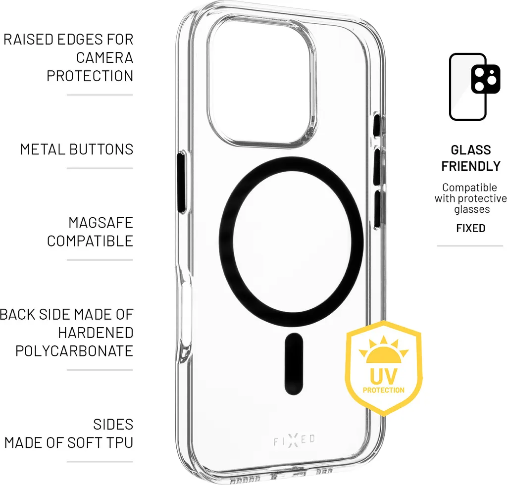Coque iPhone 16 Pro FIXED MagPurity - Idéale pour chargeur MagSafe Qi