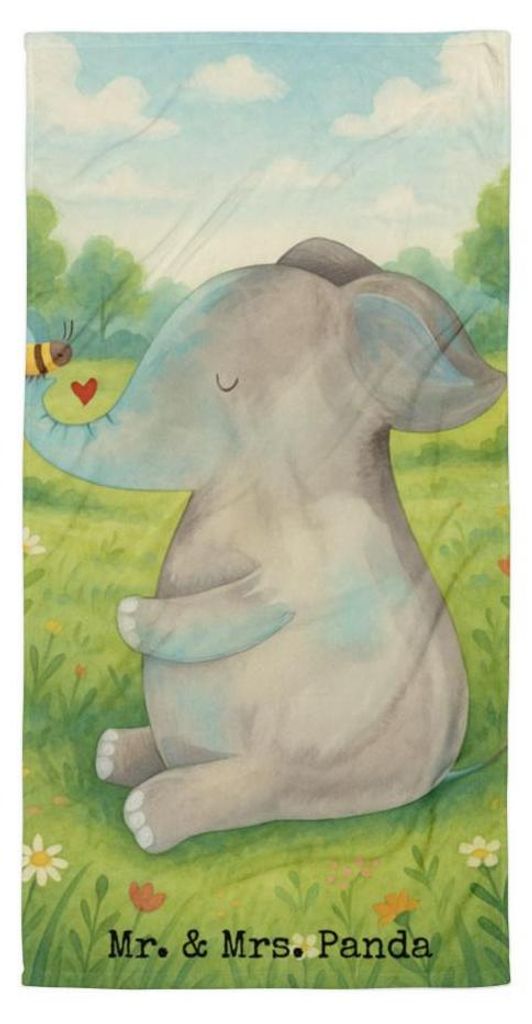 Mr. & Mrs. Panda Strandlaken Elefant Biene Design - Weiß - Geschenk, Reisehandtuch, Liebesspruch, Handtuch, Duschhandtuch, Hochzeitsgeschenk, Lieb...