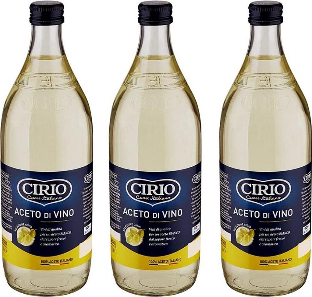3x Cirio Aceto di Vino Bianco Weißweinessig Essig Glasflasche 1Lt