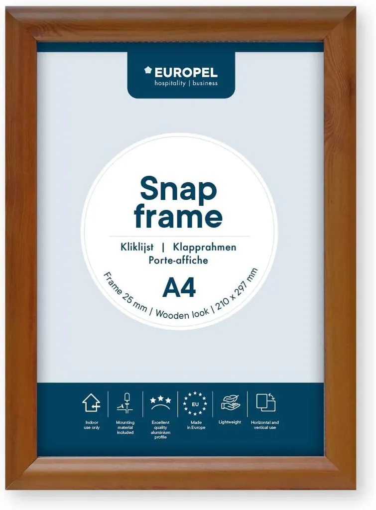 Cadre d'Affichage A4 avec Profilé 25 mm Finition Chêne Scandinave