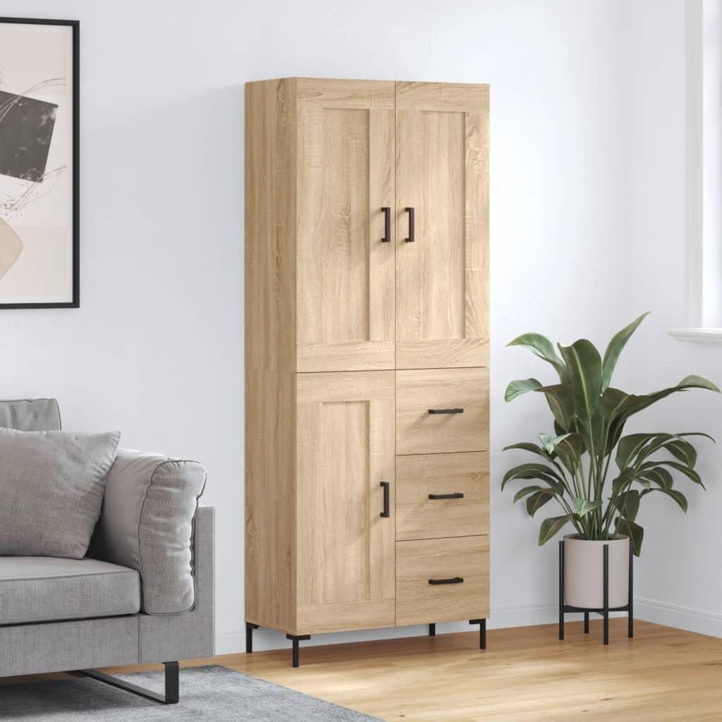vidaXL Highboard Sonoma-Eiche 69,5x34x180 cm Holzwerkstoff Produktbild 