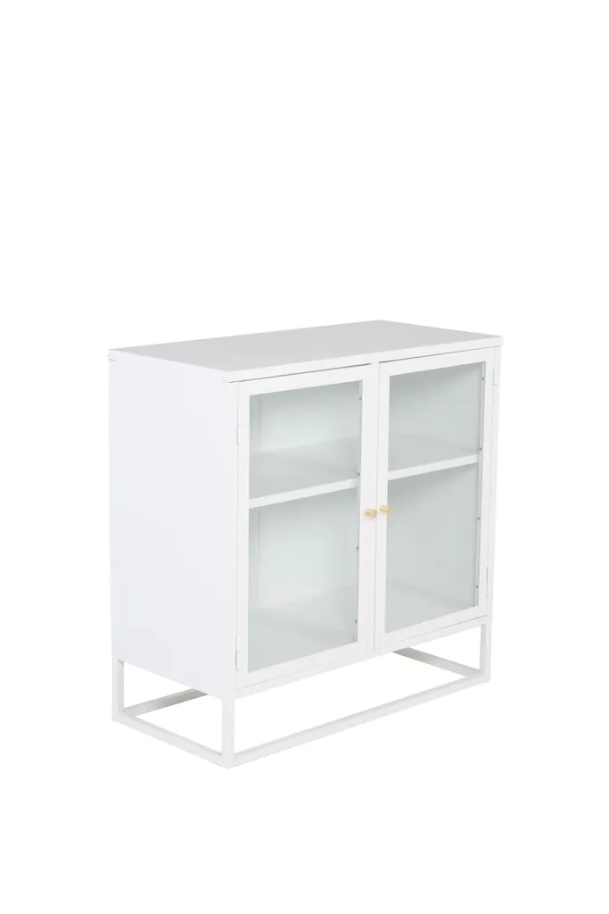 Bakal Buffet 2 portes vitrées blanc avec 2 étagères réglables - L80cm