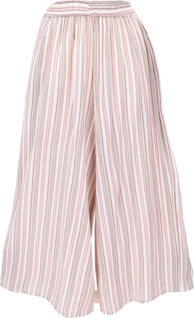 Weite Marlenehose, Gestreifte Sommerhose, Boho Hose - Beige, Damen, Creme-weiß, Baumwolle, Größe: L/XL