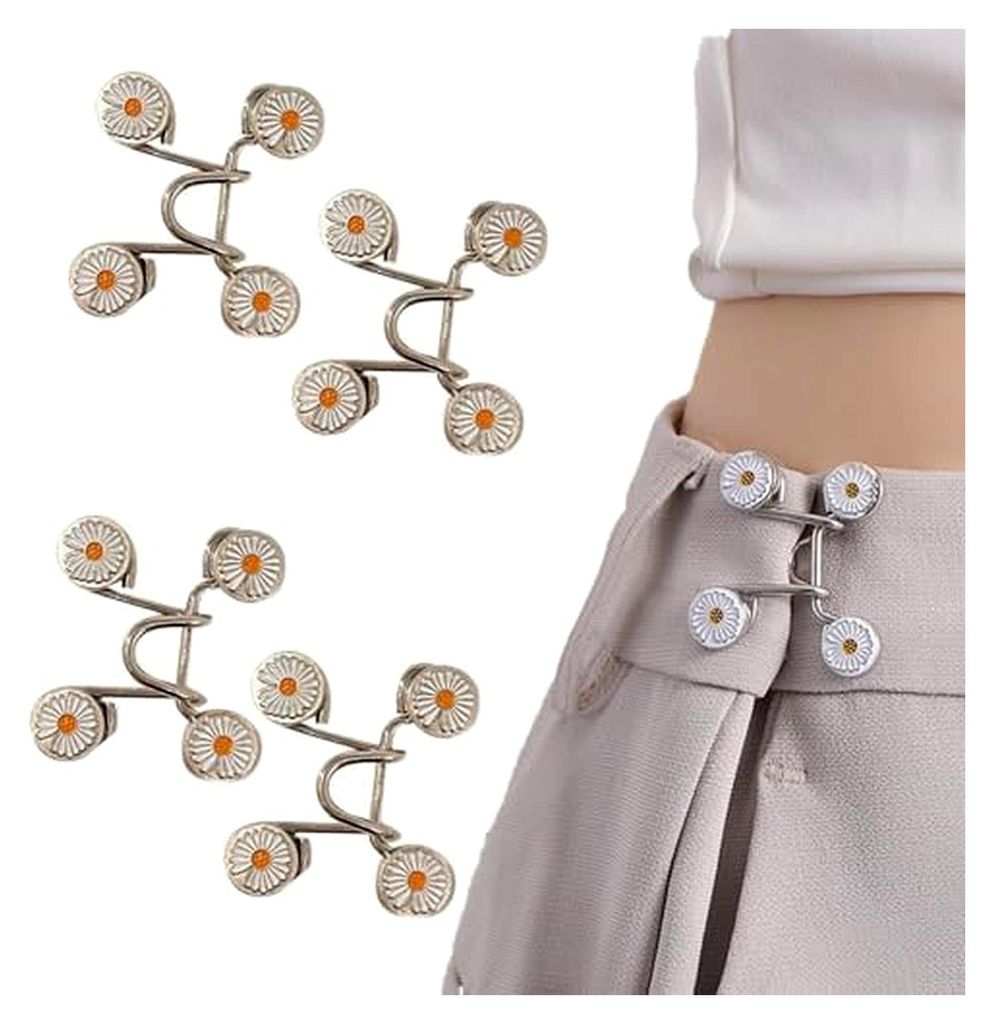 4 Stück Hosenbund enger machen Clip,Hosen enger machen Clip Knöpfe Tightener,Hosen Waist Knots Clips Cinch,Hosenknopf zum enger machen Jeans Tail...