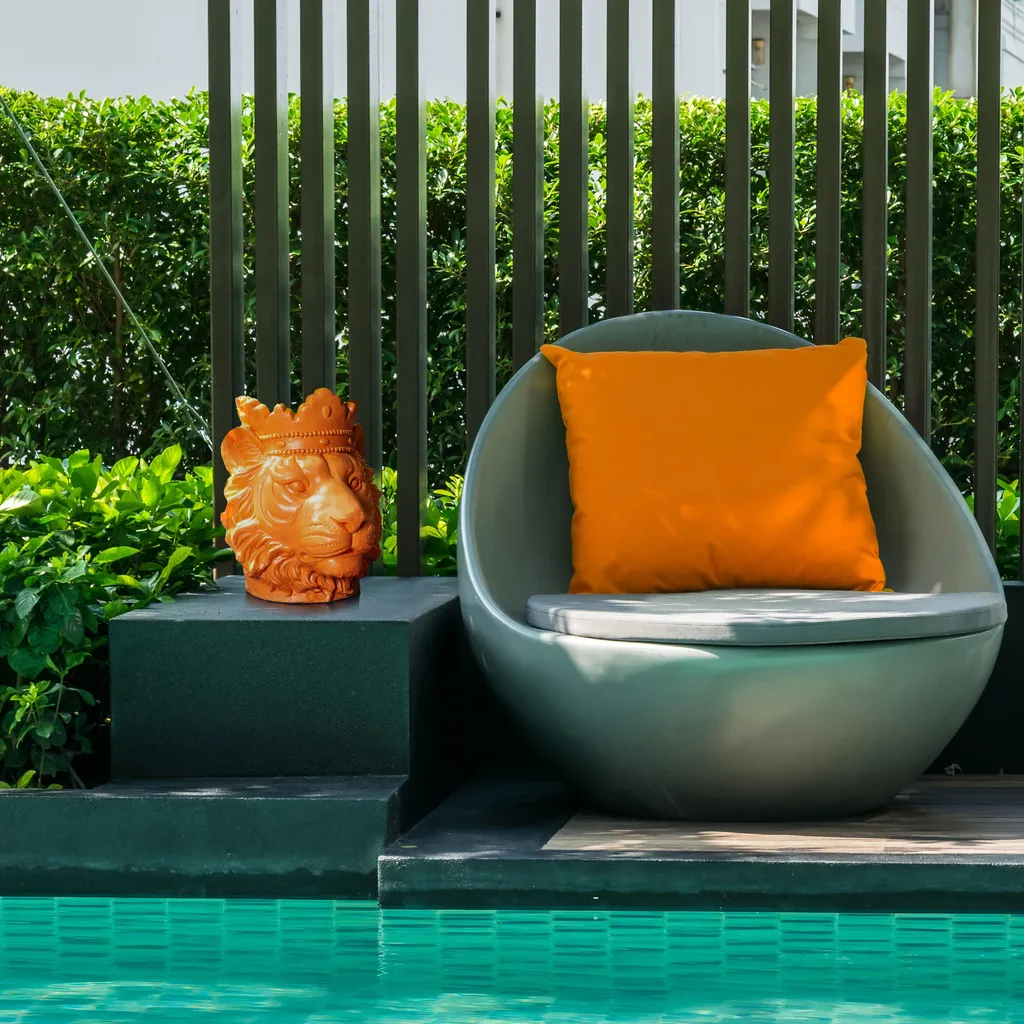 Porte-plante Lion Orange 35cm - Magnésia Résistant et Design Exclusif