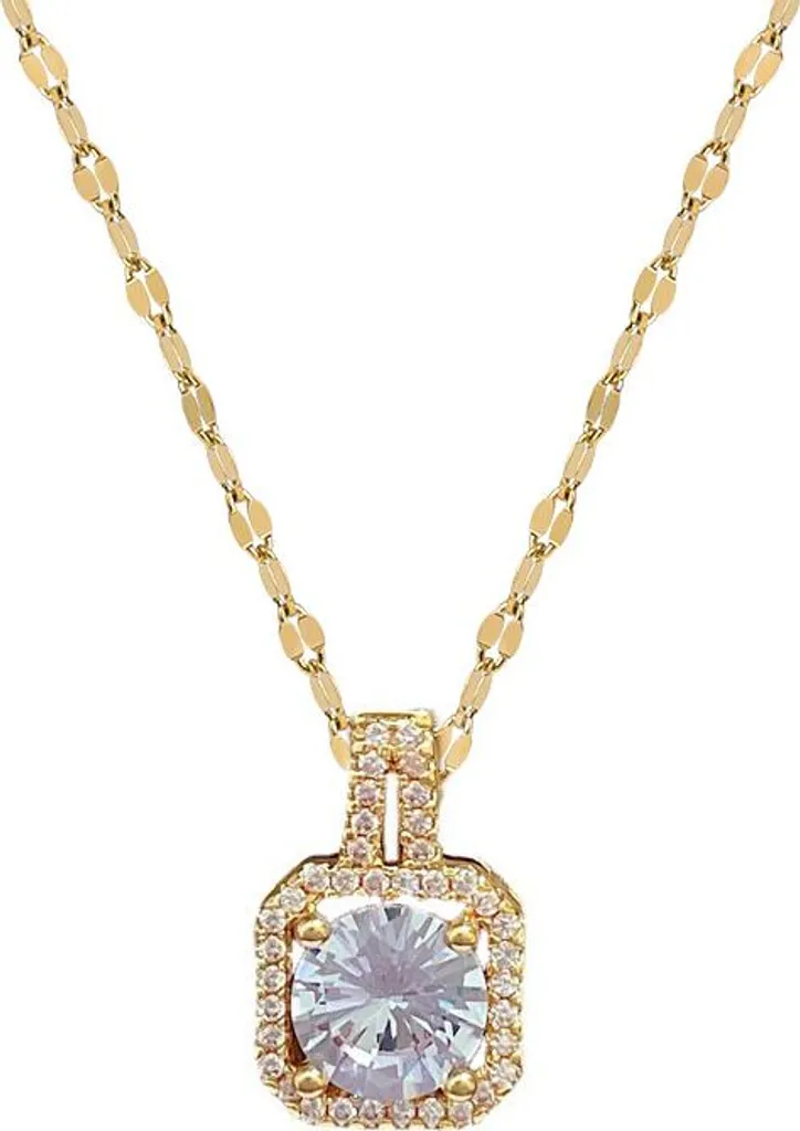 Collana Oro 18K con Grande Pendente Zircone Taglio Diamante | Lusso Vero