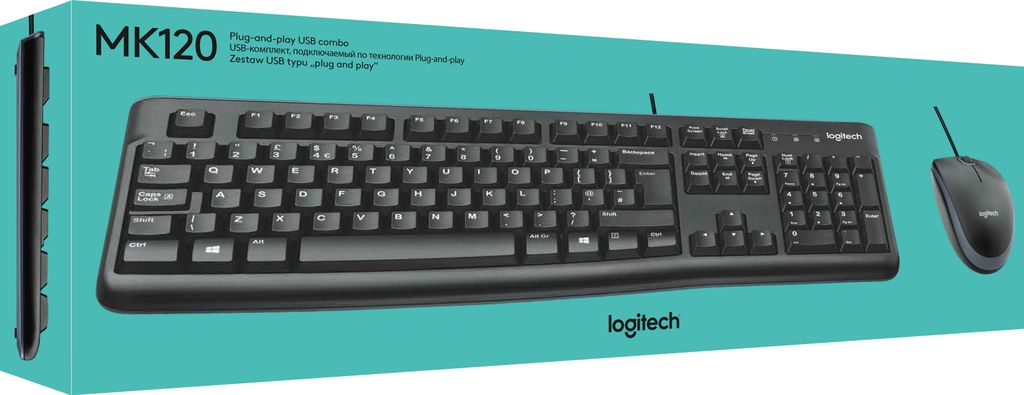 Keyboard & Mouse Logitech Wired Kombo MK120 black (DE) Produktbild 