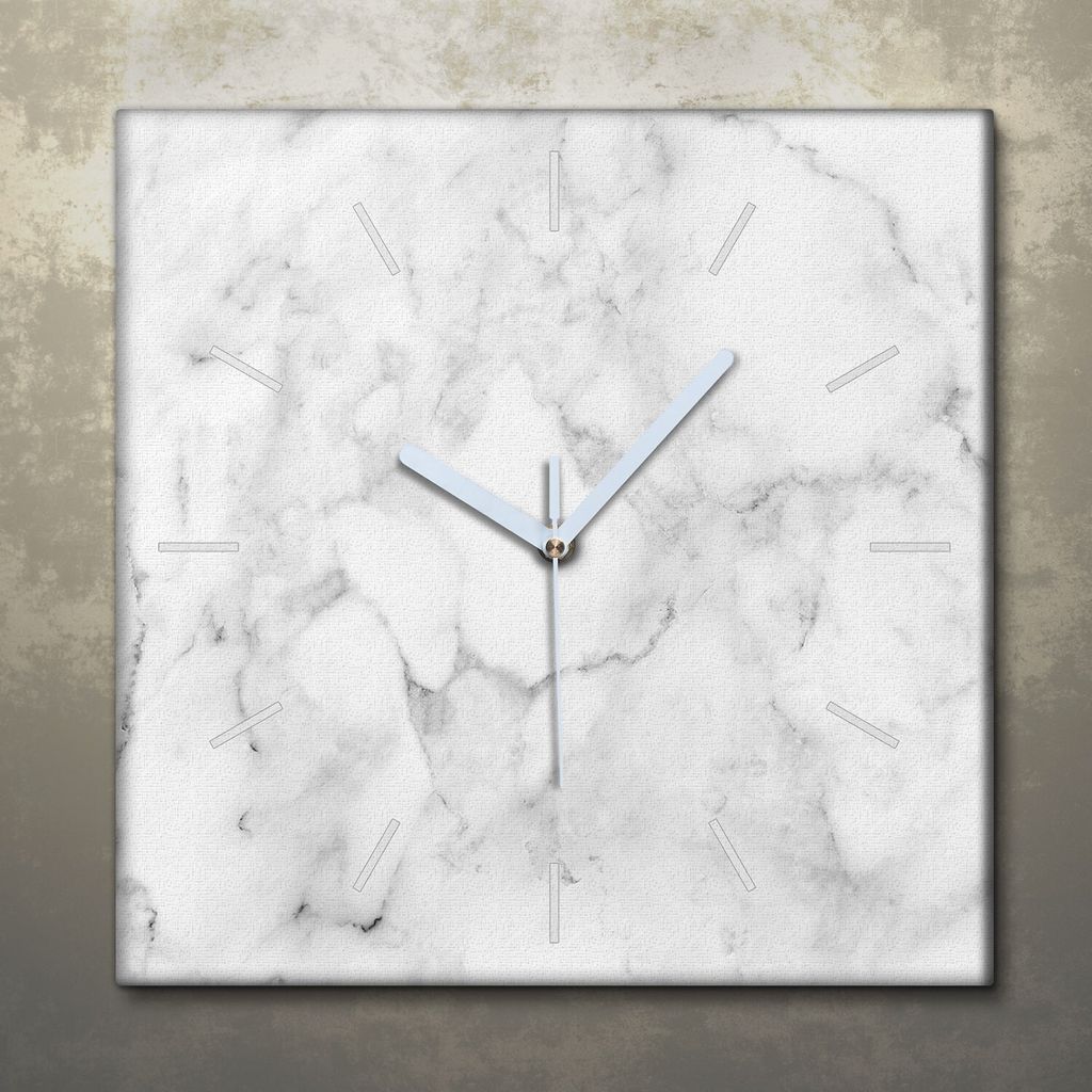 Wohnzimmer Leinwand Uhr Geräuschlos Küche 30x30 Weißer, Marmor, Struktur, Textur, weiße Zeiger