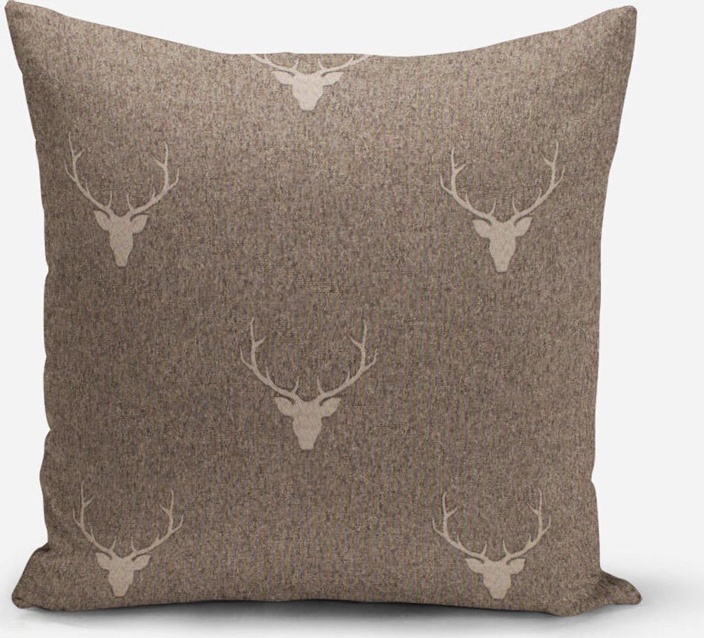 SCHÖNER LEBEN. Kissenhülle Jacquard Hirsch Geweih braun versch. Gr Größe 80x80cm (HxB) 80x80cm (HxB) Größe
