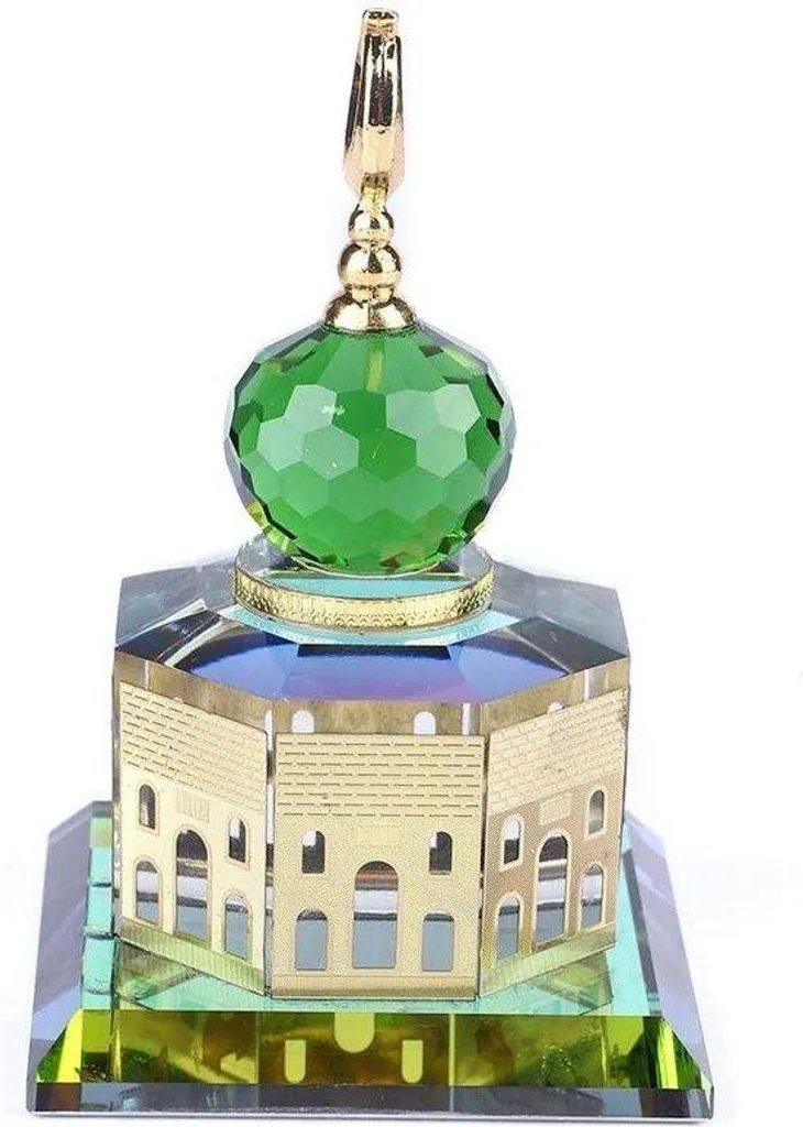 Objet de décoration mosquée miniature dorée - Figurine religieuse d'art