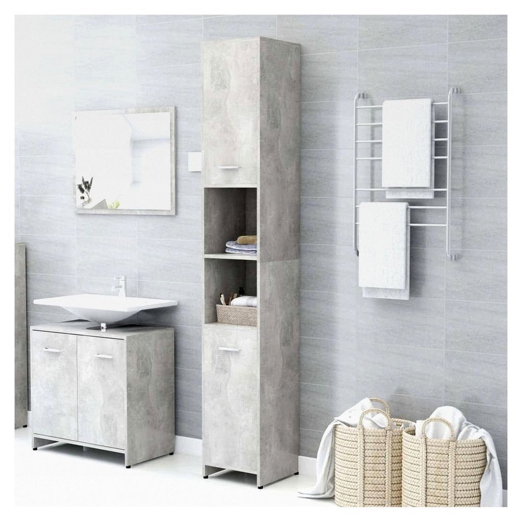 Badezimmerschrank Betongrau 30x30x183,5 cm Holzwerkstoff Badschrank BadmöBel Vorratsschrank Mehrzweckschrank Aufbewahrungsschrank Bad Schrank Steh...