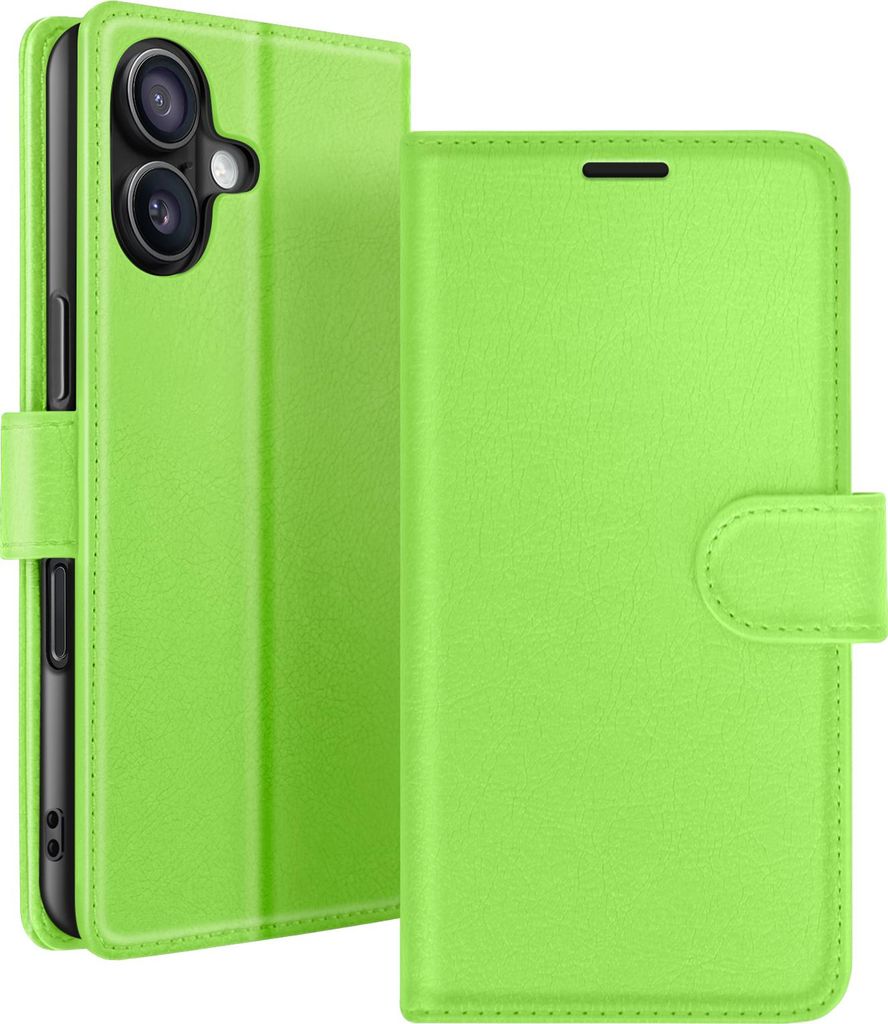 Zanaé, Klappetui iPhone 16 Plus mit Kartenfach & Magnetverschluss, Grün
