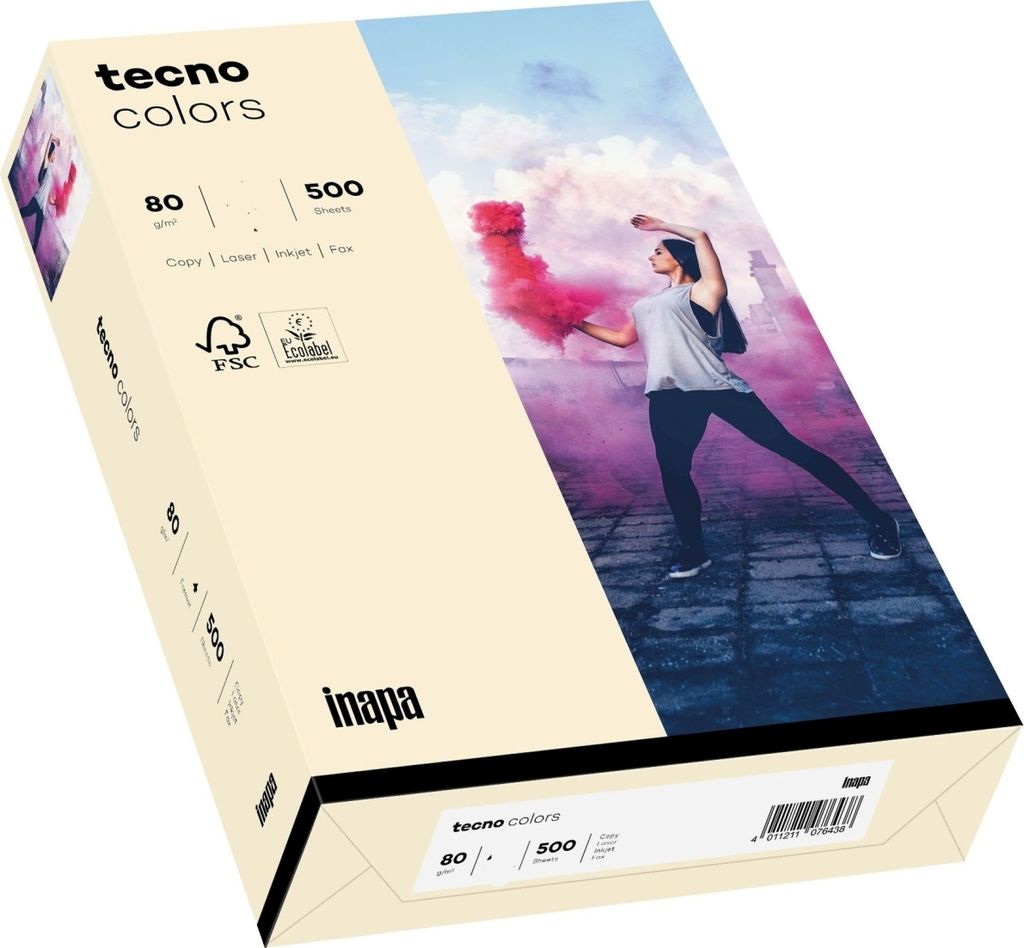 Multifunktionspapier tecno colors A3 80 g/qm VE=5x500 Blatt hellchamois