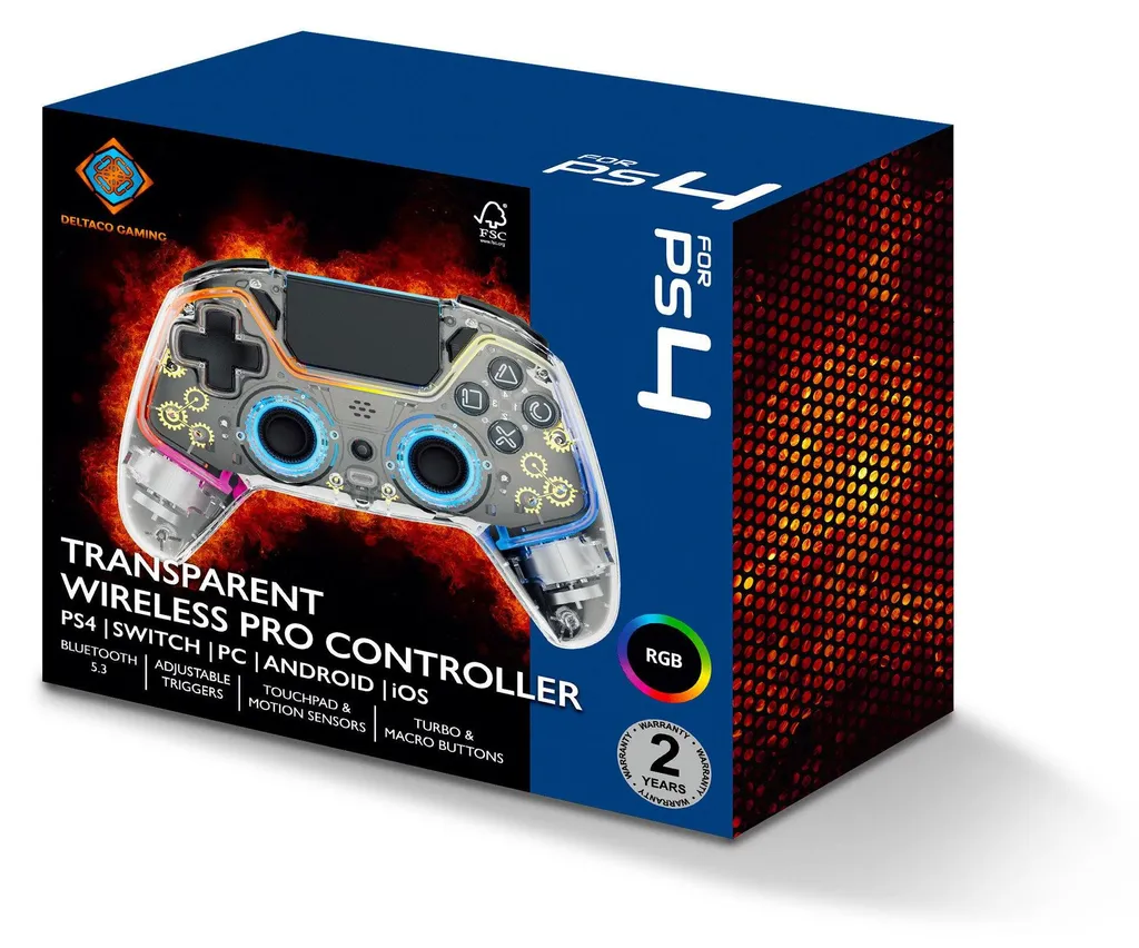 Deltaco Contrôleur Transparent Bluetooth PS4 PC - Ergonomie et Précision - 10