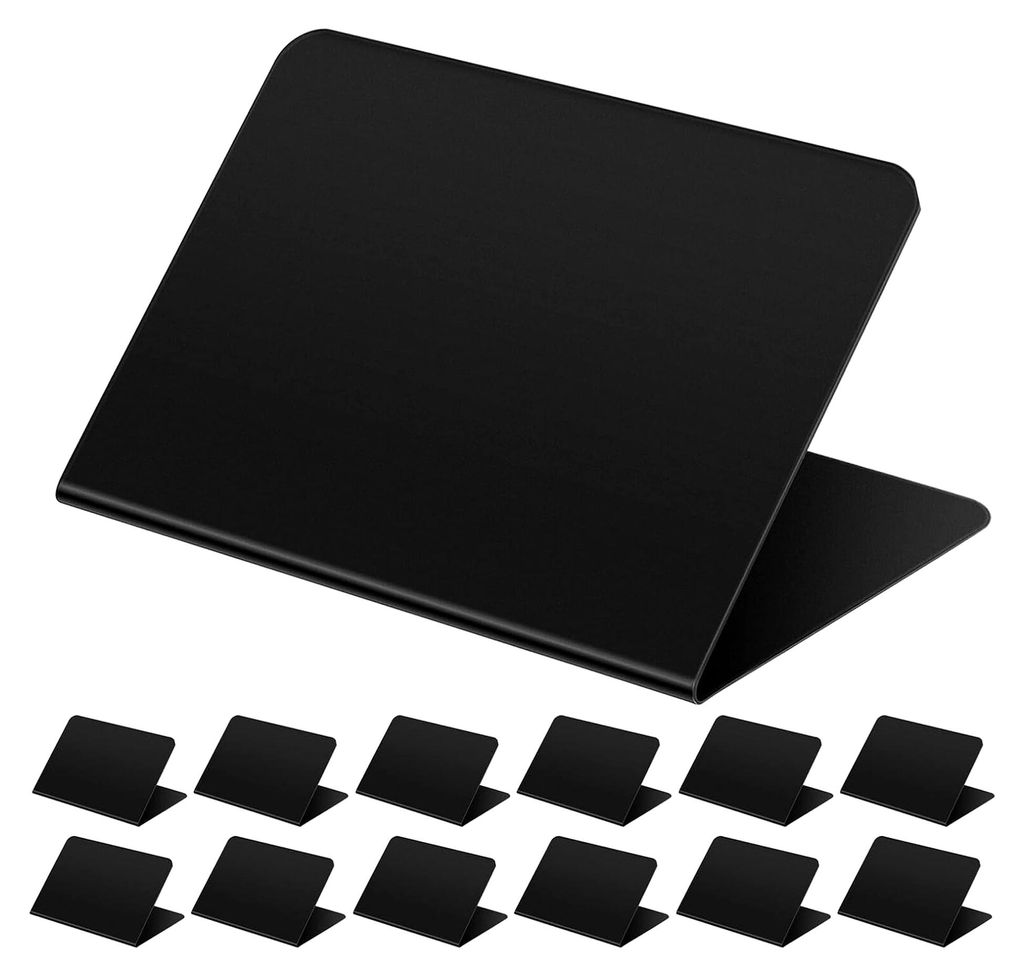 30 Stück Kleine Beidseitige Kreidetafeln 10 x 7,5 cm Schwarze Abwischbare V-Förmige Tischaufsteller für Gastronomie und Menübeschriftung