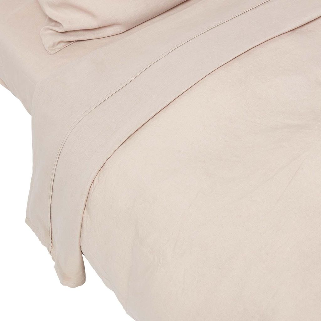 HOMESCAPES Leinen Bettlaken Beige,275 x 275 cm