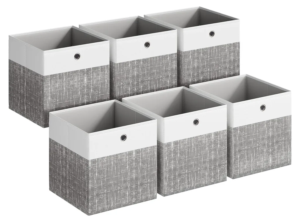 Lot de 6 boîtes de rangement 33x33x33 cm en tissu gris pour étagère